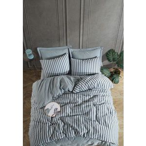 Lenjerie de pat dubla, Road Potlu - Green, EnLora Home, 70% bumbac/30% poliester imagine