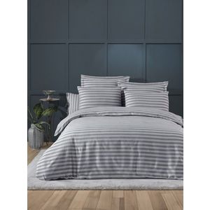 Lenjerie de pat dubla, Water Yollu Saten - Light Grey, EnLora Home, 70% bumbac/30% poliester imagine
