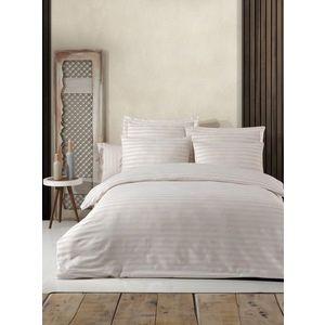 Lenjerie de pat dubla, Water Yollu Saten - Beige, EnLora Home, 70% bumbac/30% poliester imagine