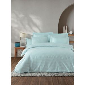 Lenjerie de pat dubla, Water Yollu Saten - Mint, EnLora Home, 70% bumbac/30% poliester imagine