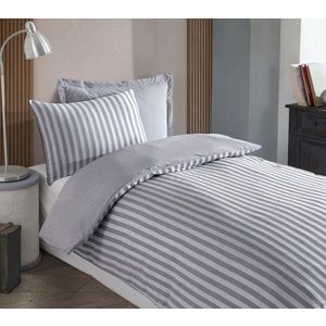 Lenjerie de pat pentru o persoana 2 piese, Road Potlu - Light Grey, EnLora Home, 70% bumbac/30% poliester imagine
