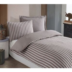 Lenjerie de pat pentru o persoana 2 piese, Road Potlu - Brown, EnLora Home, 70% bumbac/30% poliester imagine