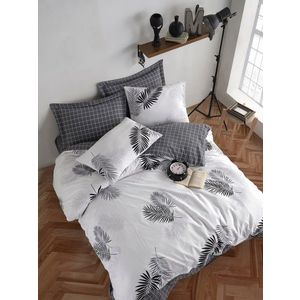 Lenjerie de pat dubla, Pipong - White, Grey, Acasă EnLora, 80% bumbac / 20% poliester imagine