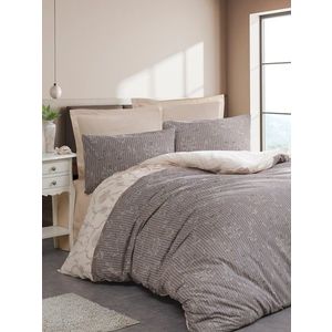 Lenjerie de pat dubla, Charm - Brown, EnLora Home, 65% bumbac/35% poliester imagine