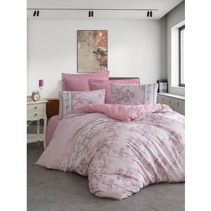 Lenjerie de pat dubla, Roza - Pink, EnLora Home, 65% bumbac/35% poliester imagine