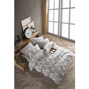 Lenjerie de pat pentru o persoana, Olivia - Grey, Eponj Home, Bumbac Ranforce imagine