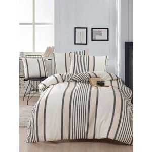 Lenjerie de pat pentru o persoana, Astana - Beige, Black, Acasă EnLora, 70% bumbac/30% poliester imagine