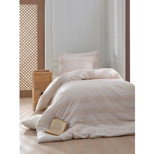Lenjerie de pat pentru o persoana, Max Yollu Saten - Beige, EnLora Home, 70% bumbac/30% poliester imagine