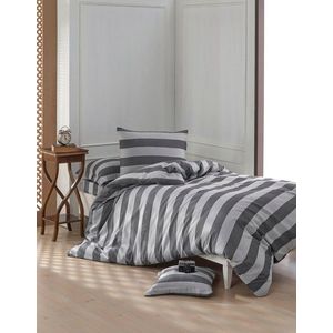 Lenjerie de pat pentru o persoana, Max Yollu Saten - Black, EnLora Home, 70% bumbac/30% poliester imagine