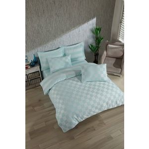 Lenjerie de pat dubla 3 piese, Kareli Saten - Mint, EnLora Home, 70% bumbac/30% poliester imagine