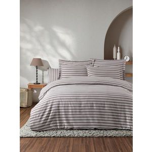 Lenjerie de pat dubla 3 piese, Water Yollu Saten - Brown, EnLora Home, 70% bumbac/30% poliester imagine