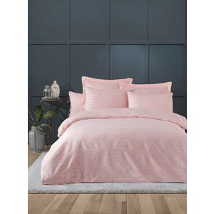 Lenjerie de pat dubla 3 piese, Water Yollu Saten - Powder, EnLora Home, 70% bumbac/30% poliester imagine