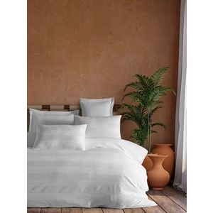 Lenjerie de pat dubla 3 piese, Max Yollu Saten - White, EnLora Home, 70% bumbac/30% poliester imagine