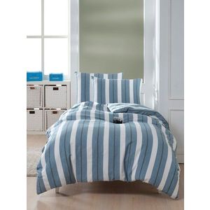 Lenjerie de pat pentru o persoana 2 piese, Helsinki - Petrol, EnLora Home, 70% bumbac/30% poliester imagine