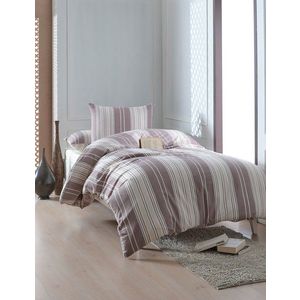 Lenjerie de pat pentru o persoana 2 piese, Lima - Brown, EnLora Home, 70% bumbac/30% poliester imagine