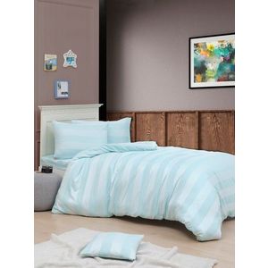 Lenjerie de pat pentru o persoana 2 piese, Max Yollu Saten - Mint, EnLora Home, 70% bumbac/30% poliester imagine