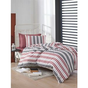 Lenjerie de pat pentru o persoana 2 piese, Monaco - Claret Red, EnLora Home, 70% bumbac/30% poliester imagine