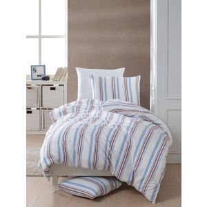 Lenjerie de pat pentru o persoana 2 piese, Zagreb - Red, Blue, Acasă EnLora, 70% bumbac/30% poliester imagine