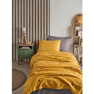 Set cuvertura pique Single 2 piese, Dide - Yellow, Eponj Home, Bumbac imagine
