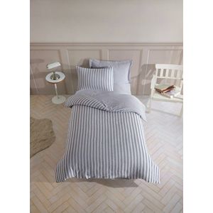 Lenjerie de pat pentru o persoana, Road Potlu - Light Grey, EnLora Home, 70% bumbac/30% poliester imagine