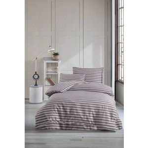 Lenjerie de pat pentru o persoana, Water Yollu Saten - Brown, EnLora Home, 70% bumbac/30% poliester imagine