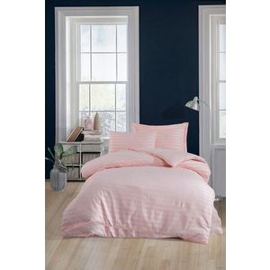 Lenjerie de pat pentru o persoana, Water Yollu Saten - Powder, EnLora Home, 70% bumbac/30% poliester imagine