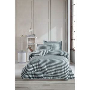 Lenjerie de pat pentru o persoana, Water Yollu Saten - Green, EnLora Home, 70% bumbac/30% poliester imagine