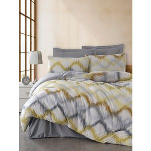 Lenjerie de pat pentru o persoana, Beat - Grey, Yellow, Acasă EnLora, 65% bumbac/35% poliester imagine