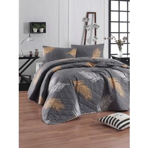 Set cuvertura Single 2 piese, Olivia - Gold, Grey, Eponj Home, Bumbac Ranforce imagine