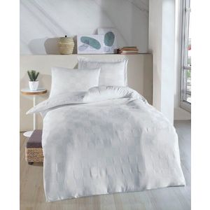 Lenjerie de pat pentru o persoana 2 piese, Kareli Saten - White, EnLora Home, 70% bumbac/30% poliester imagine