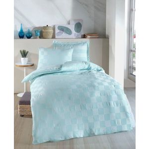 Lenjerie de pat pentru o persoana 2 piese, Kareli Saten - Mint, EnLora Home, 70% bumbac/30% poliester imagine