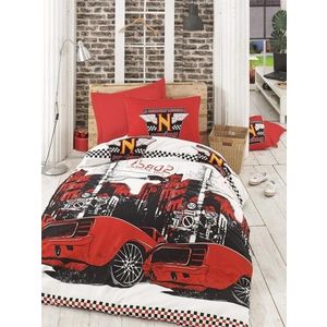 Lenjerie de pat dubla, Bolide - Red, Pearl Home, Bumbac Ranforce imagine