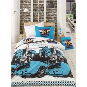 Lenjerie de pat dubla, Bolide - Turquoise, Pearl Home, Bumbac Ranforce imagine