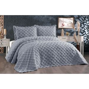Set cuvertura de pat dubla 3 piese, Harem - Grey, Whitney, Tesatura Chenille imagine