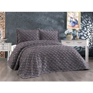 Set cuvertura de pat dubla 3 piese, Harem - Anthracite, Whitney, Tesatura Chenille imagine