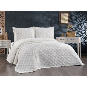 Set cuvertura de pat dubla 3 piese, Harem - Cream, Whitney, Tesatura Chenille imagine