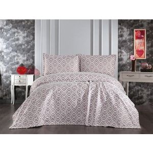 Set cuvertura de pat dubla 3 piese, Merlin - Cappuccino, Whitney, Tesatura Chenille imagine