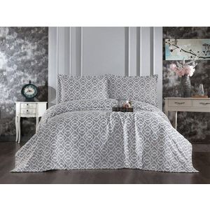 Set cuvertura de pat dubla 3 piese, Merlin - Grey, Whitney, Tesatura Chenille imagine