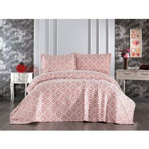 Set cuvertura de pat dubla 3 piese, Merlin - Dusty Rose, Whitney, Tesatura Chenille imagine