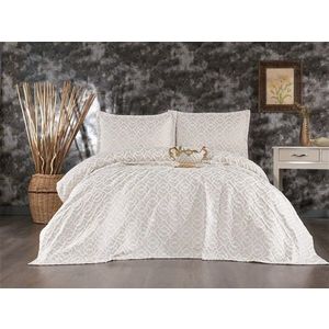 Set cuvertura de pat dubla 3 piese, Merlin - Cream, Whitney, Tesatura Chenille imagine