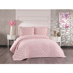 Set cuvertura de pat dubla 3 piese, Hayal - Powder, Whitney, Tesatura Chenille imagine