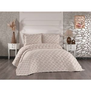 Set cuvertura de pat dubla 3 piese, Hayal - Cappuccino, Whitney, Tesatura Chenille imagine