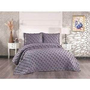 Set cuvertura de pat dubla 3 piese, Hayal - Anthracite, Whitney, Tesatura Chenille imagine