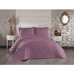 Set cuvertura de pat dubla 3 piese, Hayal - Dusty Rose, Whitney, Tesatura Chenille imagine
