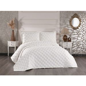 Set cuvertura de pat dubla 3 piese, Hayal - Cream, Whitney, Tesatura Chenille imagine