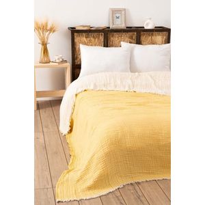 Cuvertura matlasata dubla, Muslin - Yellow v2, DC Home, Bumbac imagine