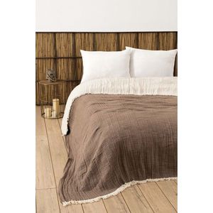 Cuvertura matlasata dubla, Muslin - Brown, DC Home, Bumbac imagine
