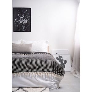 Cuvertura matlasata dubla, Zigzag - Black, ICF Bedroom, Bumbac imagine