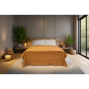 Cuvertura matlasata dubla, Hasır - Caramel, ICF Bedroom, Bumbac imagine