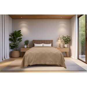 Cuvertura matlasata dubla, Russel - Beige, ICF Bedroom, Bumbac imagine